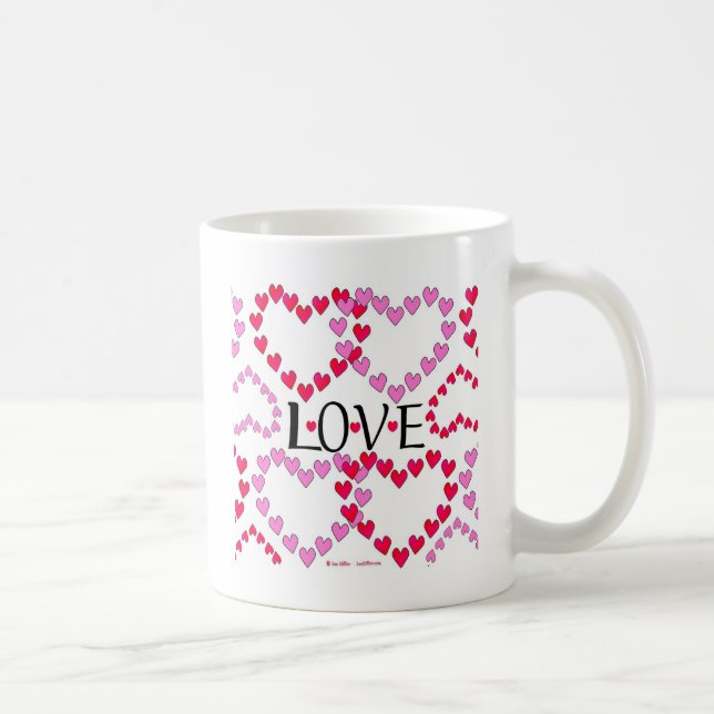 Tiny Hearts Pink Red LOVE Coffee Mug (Right)