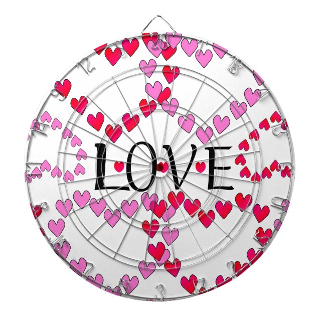 Tiny Hearts Pink Red LOVE Dartboard (Front)