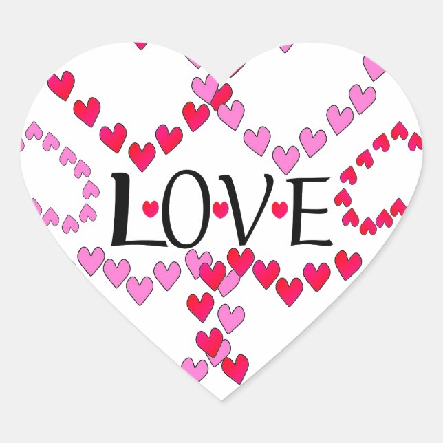 Tiny Hearts Pink Red LOVE Heart Sticker (Front)