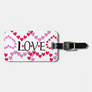 Tiny Hearts Pink Red LOVE Luggage Tag