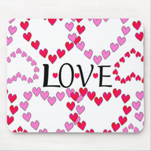 Tiny Hearts Pink Red LOVE Mouse Pad