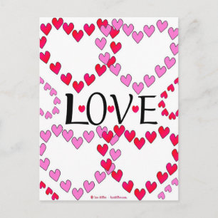 Tiny Hearts Pink Red LOVE Postcard