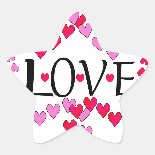 Tiny Hearts Pink Red LOVE Star Sticker (Front)