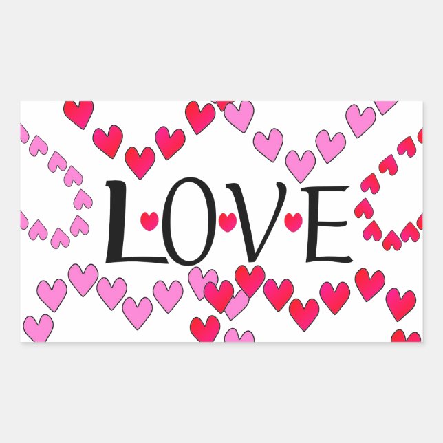 Tiny Hearts Pink Red LOVE Sticker (Front)