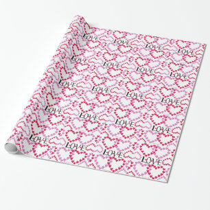 Tiny Hearts Pink Red LOVE Wrapping Paper
