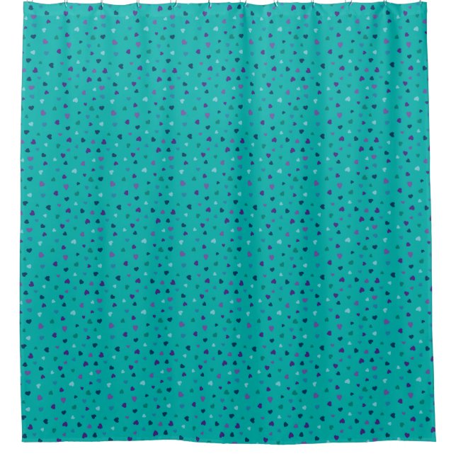 Tiny Hearts, Purple, Teal, Blue on Turquoise (Front)