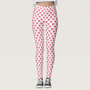 Tiny Hearts Red  White Leggings
