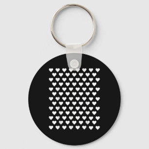 Tiny Hearts White Polka Dot Pattern Cute Valentine Keychain