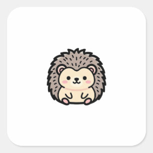 Tiny Hedgehog – Cute Kawaii Illustration Square Sticker