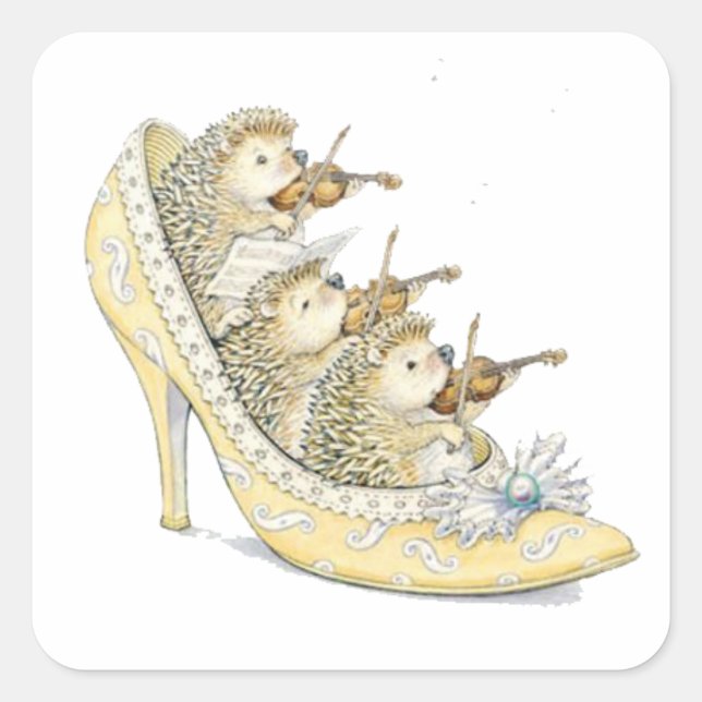 Tiny Hedgehog Orchestra Square Sticker (Front)
