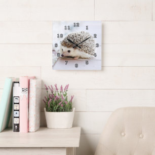 Tiny Hedgehog Square Wall Clock