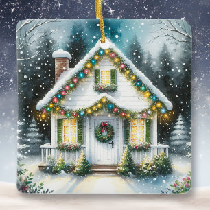 Tiny Home Personalized Christmas Ceramic Ornament