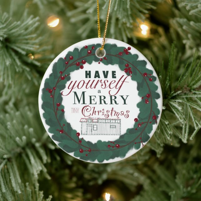 Tiny house Christmas ornament - Typed (Tree)