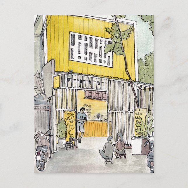 Tiny House D3 Saigon Vietnam Watercolor Postcard (Front)