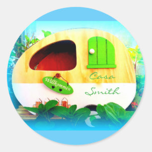 tiny house gypsy caravan classic round sticker