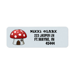 TINY HOUSE MUSHROOM RETURN ADDRESS LABELS