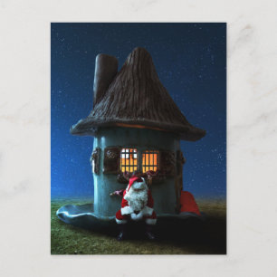 TINY HOUSE SANTA FANTASY POSTCARD