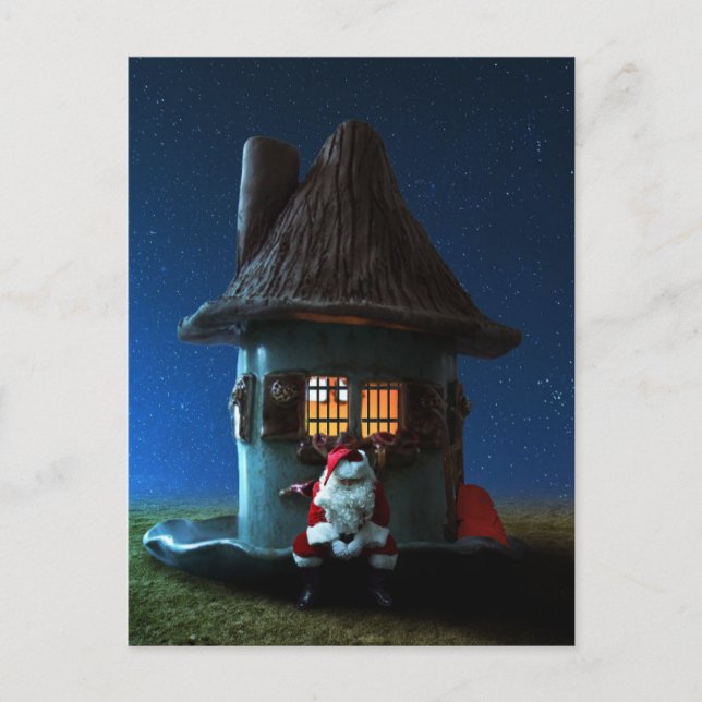 TINY HOUSE SANTA FANTASY POSTCARD (Front)