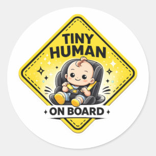 Tiny Human On Board – Minimal Funny Car Sticker