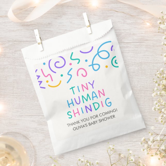 Tiny Human Shindig Baby Shower Favour Bag (Clipped)