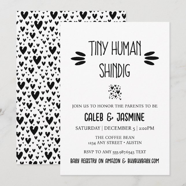 Tiny Human Shindig Baby Shower Invitation (Front/Back)