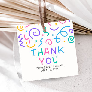 Tiny Human Shindig Baby Shower Square Favour Tags