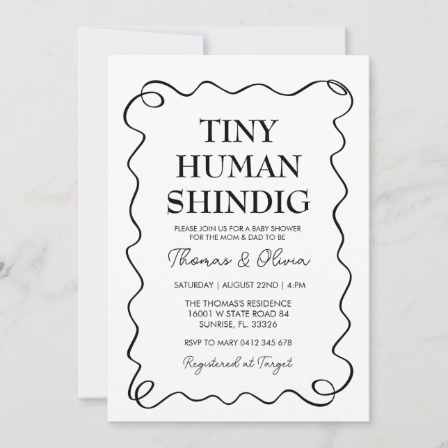 Tiny Human Shindig Minimalist Baby Shower Invitation (Front)