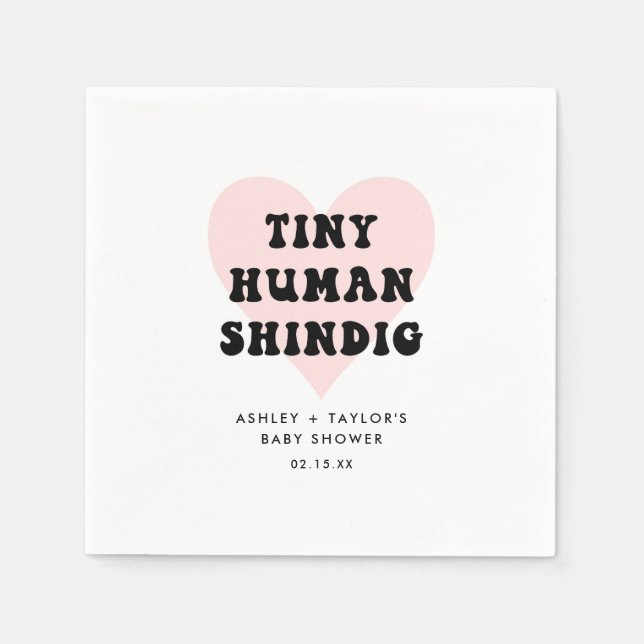 Tiny Human Shindig Modern Baby Shower Napkin (Front)