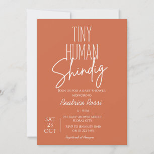 Tiny Human Shindig Neutral Modern Baby Shower Invitation