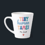 Tiny Human Tamer | Custom Teacher Name Latte Mug<br><div class="desc">What a unique and playful name for a teacher! The "Tiny Human Tamer" moniker is perfect for a teacher who has mastered the art of wrangling rowdy students and keeping them engaged in the classroom. The mug is a great way to show off their sense of humour and lighthearted approach...</div>