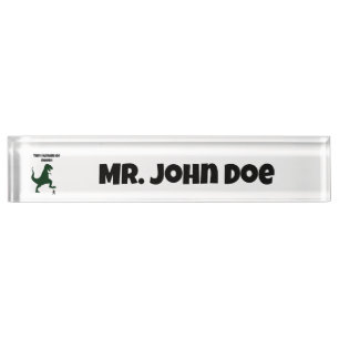 Tiny Humans Go Squish Funny Dinosaur Cartoon Nameplate