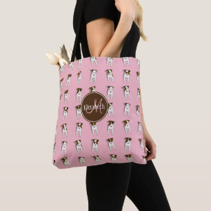 Tiny Jack Russell Terriers pattern tote w monogram Bag