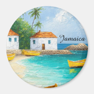 Tiny jamaican houses and skiffs magnet