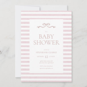Tiny Lady Watercolor Bow Baby Shower Invitation