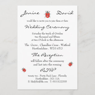 Tiny Ladybird/Ladybug Wedding Invitation