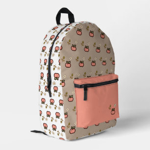 Tiny latte pink apple harvest  printed backpack