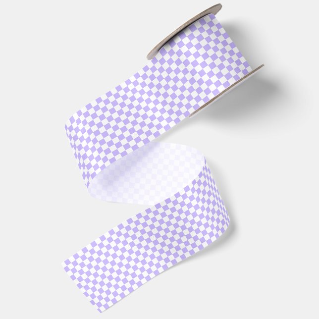 Tiny Lavender and White Chequered Satin Ribbon (Front+Back)