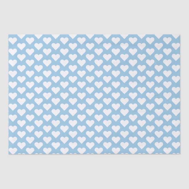 Tiny Light Blue Hearts Pattern Tissue Paper (Front)