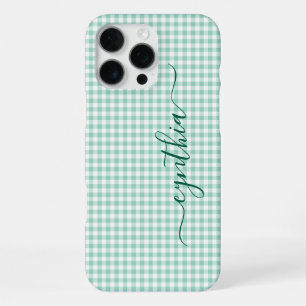 Tiny Light Teal Gingham Signature iPhone 16 Pro Max Case