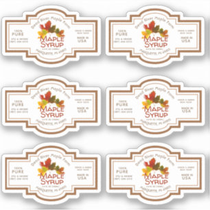 Tiny Maple Syrup Jug Label Colourful Maple Leaves