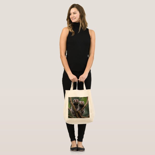 Tiny Marmoset Titans Among the Branches, Tote Bag (Front (Model))