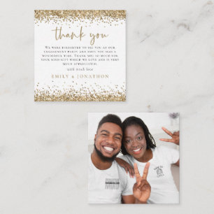 TINY MINI Gold Glitter Photo Engagement Thank You Card