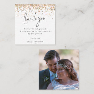 TINY MINI SIZE Gold Glitter Photo Wedding Thanks Card