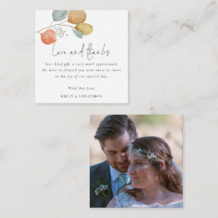 TINY MINI SIZE Leaves Photo Wedding Love Thanks Card