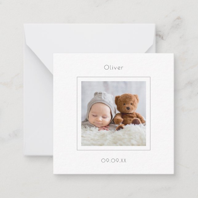 TINY MINI SIZE Photo Baby Boy Birth Announcement (Front)