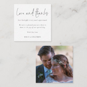 TINY MINI SIZE Script Photo Wedding Love Thanks Card