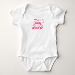 Tiny Miracle in pink text Baby Bodysuit