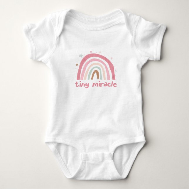 tiny miracle pastel rainbow baby bodysuit (Front)