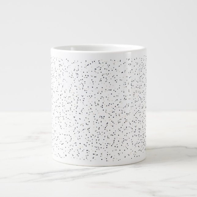 Tiny Monochrome Black, Grey & Cream Dots on White Large Coffee Mug (Front)