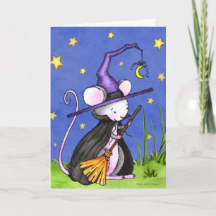 Tiny Mouse Witch Halloween Card